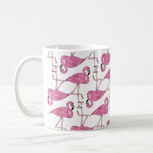 Caneca De Café Trendy Pink Flamingo Pattern (Esquerda)