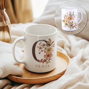 Caneca De Café Trendy Watercolor Autumn Garden - Letra O