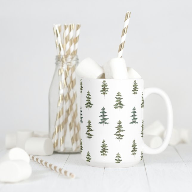 Caneca De Café Trendy Winter | Padrão da árvore de Natal (Criador carregado)