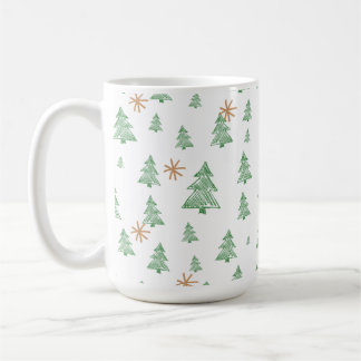 Caneca De Café Trendy Winter Unique Christmas Tree Stars