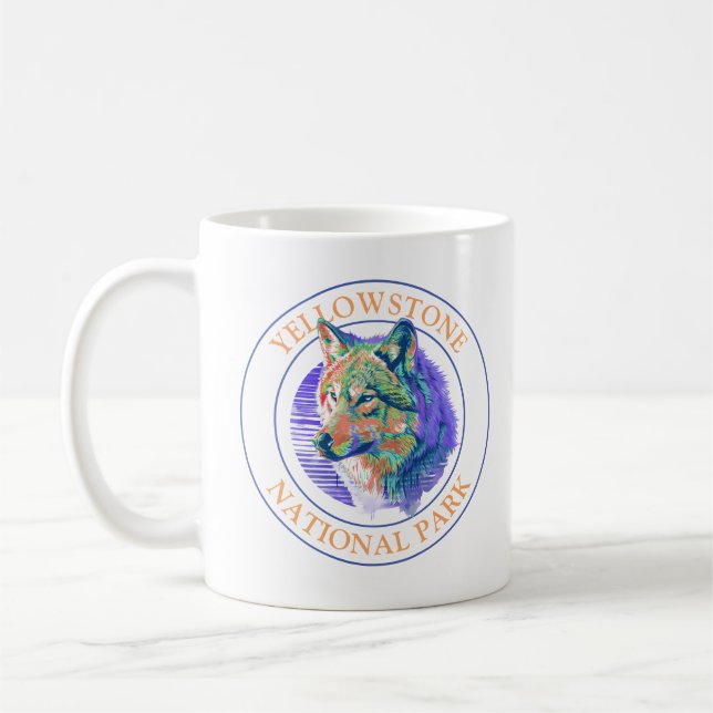 Caneca De Café Trendy Wolf Art 3 Yellowstone National Park Circle (Esquerda)