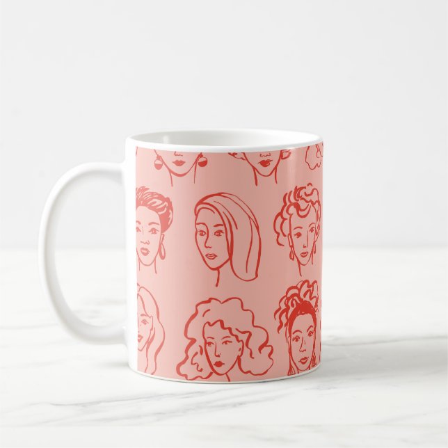 Caneca De Café Trendy Woman Face Desenhada (Esquerda)