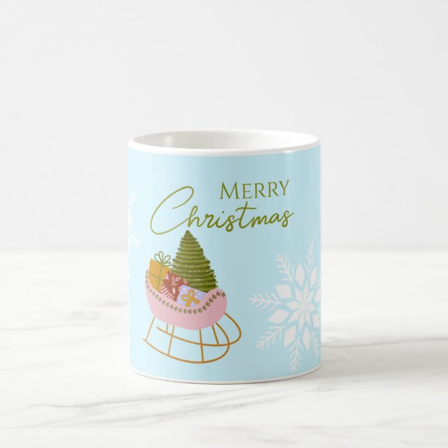 Caneca De Café Trenó de Natal com presentes, árvore Presente de N (Centro)