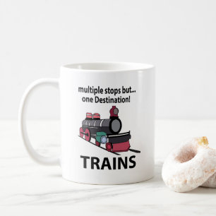 Caneca De Café Trens Múltiplas Paradas Mas Um Destino Trens