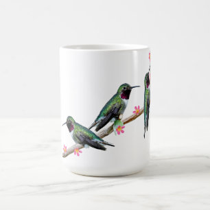 Caneca De Café Três beija-flores soltos num ramo de fio