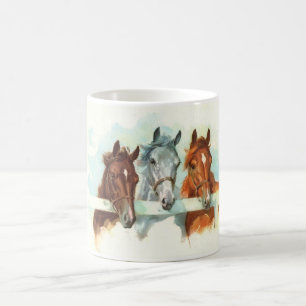 Caneca De Café Três cavalos Cinzas de Mug, Castanheiro e Castanh