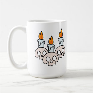 Caneca De Café Três Caveiras com Velas Acesas
