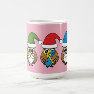 Caneca De Café Três Corujas Engraçadas de Gnomo de Natal