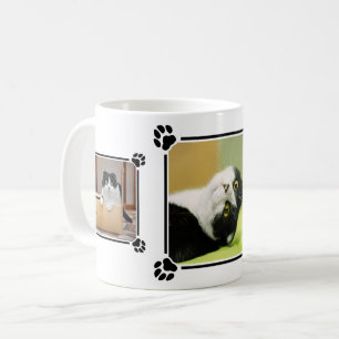 Caneca De Café Três Fotos De Gato Personalizadas Colagem Com Imp