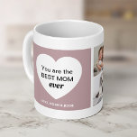 Caneca De Café Três fotos e um coração | Melhor Mãe Nunca<br><div class="desc">Esta na moda de e bonitinha mostra um coração que diz "você é a melhor mãe de todos os tempos", mais espaço para seus nomes e três das suas fotos pessoais favoritas. O presente perfeito de Dia de as mães que fará com que ela sorria toda vez que ela chegar...</div>