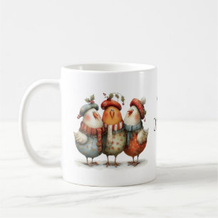 Caneca De Café Três Galinhas Francesas Caprichosas 12 Dias de Nat