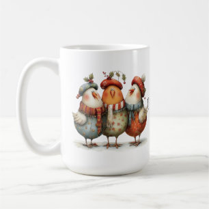 Caneca De Café Três Galinhas Francesas Caprichosas 12 Dias de Nat