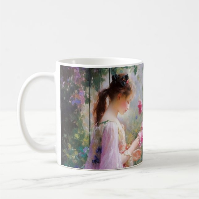 Caneca De Café Três garotas brincando num jardim (Esquerda)