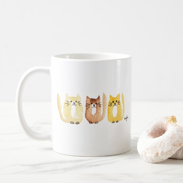 Caneca De Café Três Gatos (Com Donut)