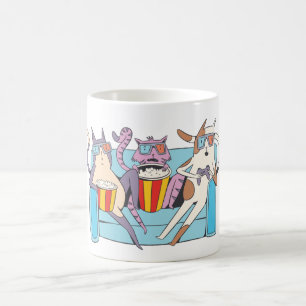 Caneca De Café Três Gatos Amantes de Filmes 3D