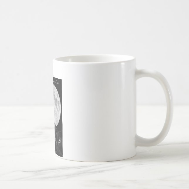 Caneca De Café Três gatos pretos e a lua (Direita)