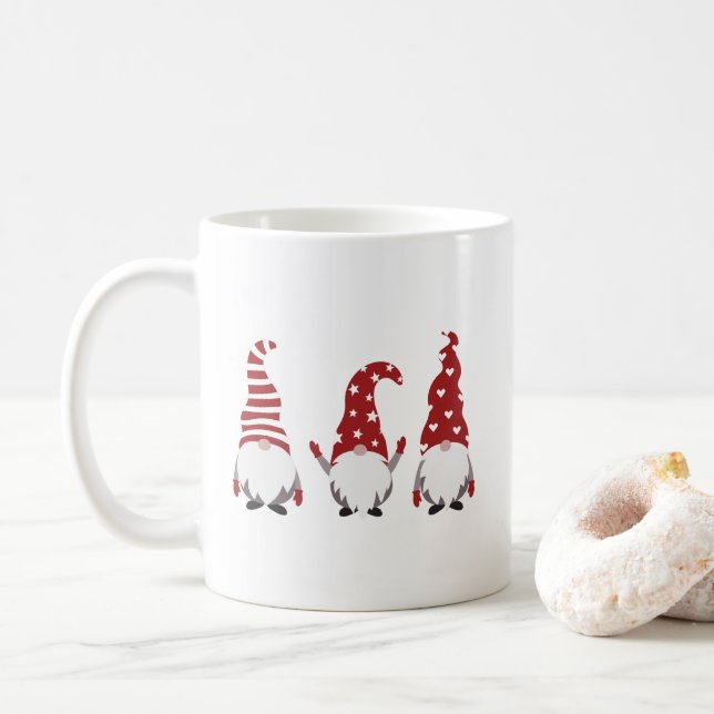 Caneca De Café Três Gnomos de Natal (Com Donut)