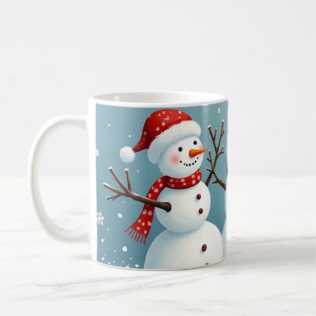 Caneca De Café Três homens de neve felizes de Natal (Esquerda)