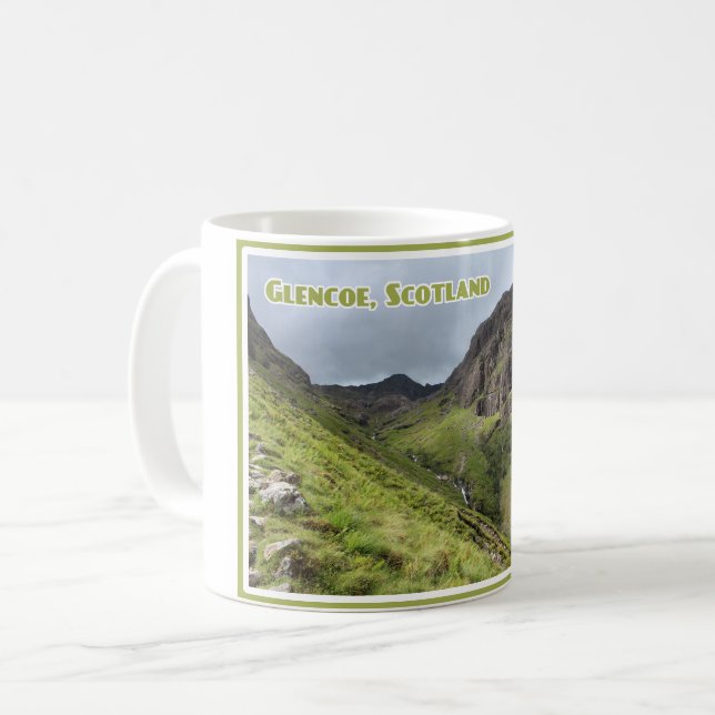Caneca De Café Três Irmãs de Glencoe, Montanhas, Escócia (Frente Esquerda)