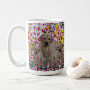 Caneca De Café Três Labradores Pintados De Óleo,  