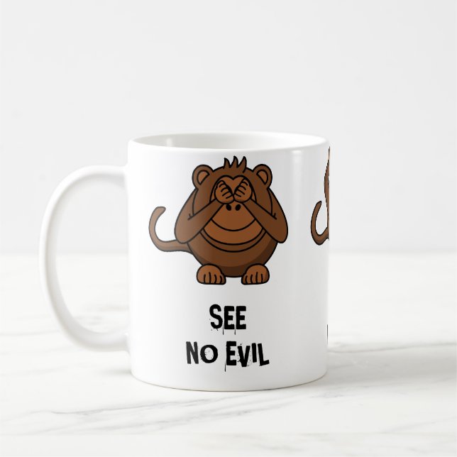 Caneca De Café Três Macacos Sábios (Esquerda)