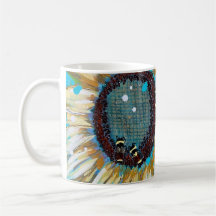 Três mamangabas num girassol