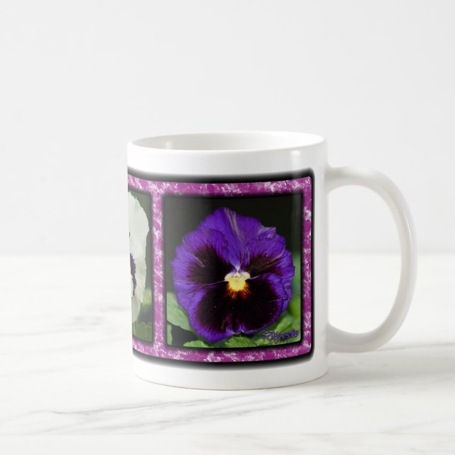 Caneca De Café Três Pansies 01 (Direita)