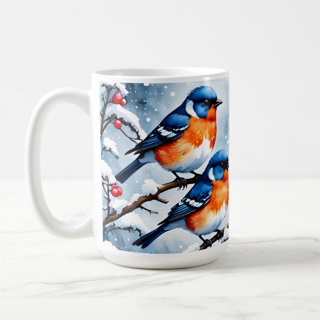 Caneca De Café Três passarinhos e berries vermelhos (Esquerda)