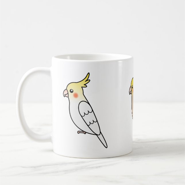 Caneca De Café Três Pássaros de Cartoon de Cockatiel (Esquerda)