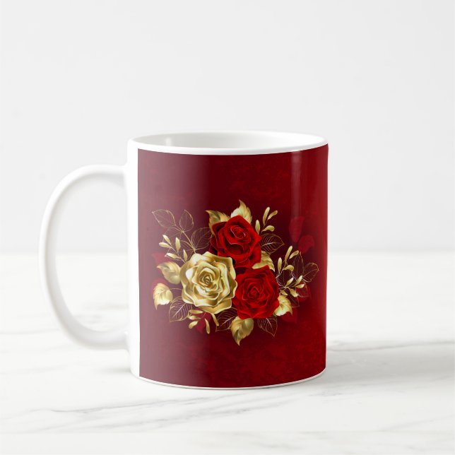 Caneca De Café Três Rosas de joalharia (Esquerda)