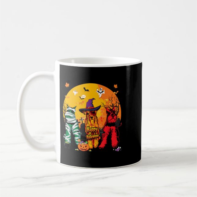 Caneca De Café Três Schnauzer Dia das Bruxas Lua Cheia (Esquerda)