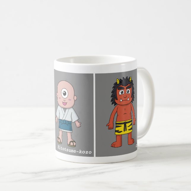 Caneca De Café Três Yokai Japoneses Clássicos (Frente Esquerda)