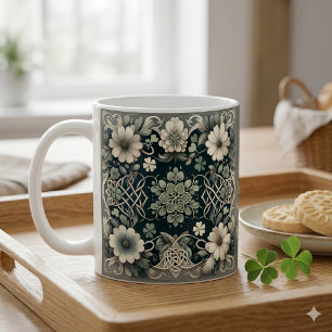 Caneca De Café Trevo Celta Amuleto Floral