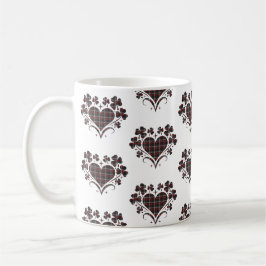 Caneca De Café Trevo Clássico Preto Xadrez Coração Shamrock