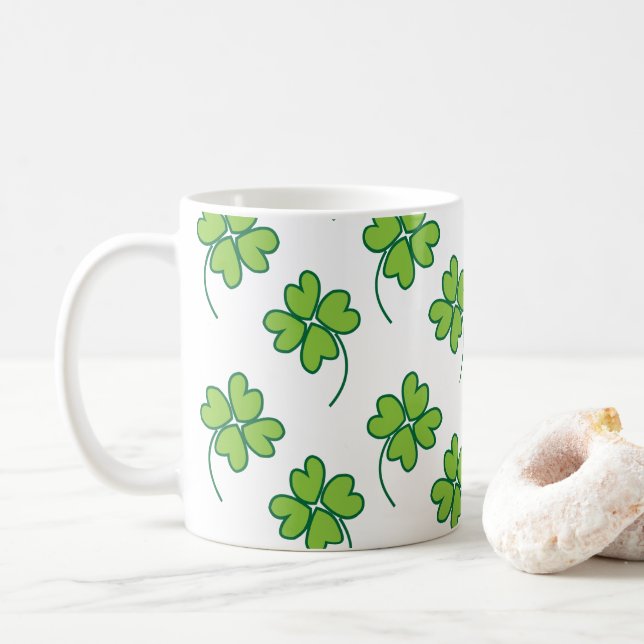 Caneca De Café Trevo de Quatro Folhas (Com Donut)