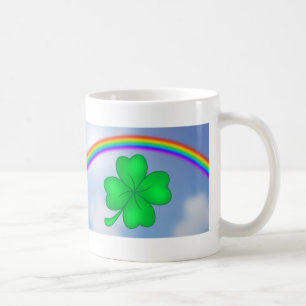 Caneca De Café Trevo De Quatro Folhas com arco-íris