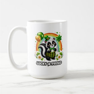 Caneca De Café Trevo de Quatro Folhas Sortudo e Orgulhoso Gambá