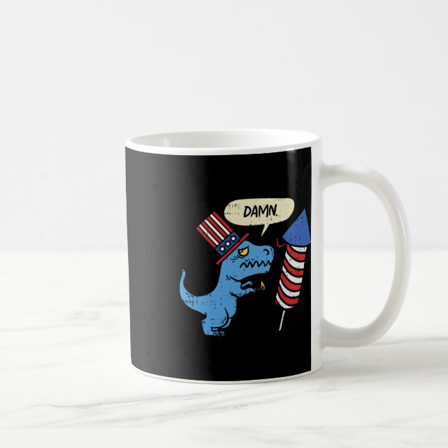 Caneca De Café Trex Short Hands Firecracker Funny Fireworks 4th O (Direita)
