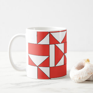 Caneca De Café Triângulo Branco Laranja Quadrado Geométrico