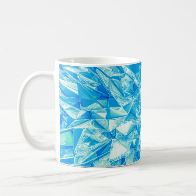 Caneca De Café Triângulo de cristal, fundo 3D renderizado. (Esquerda)