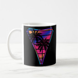Caneca De Café Triângulo Vaporwave Synthwave Palm Árvores Gradien