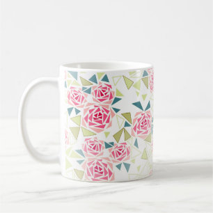 Caneca De Café Triângulos abstratos rosas impressão mosaico moder