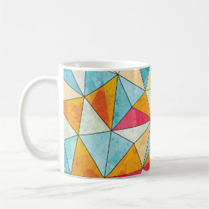 Caneca De Café Triângulos Coloridos: Padrão de Vintage Grunge