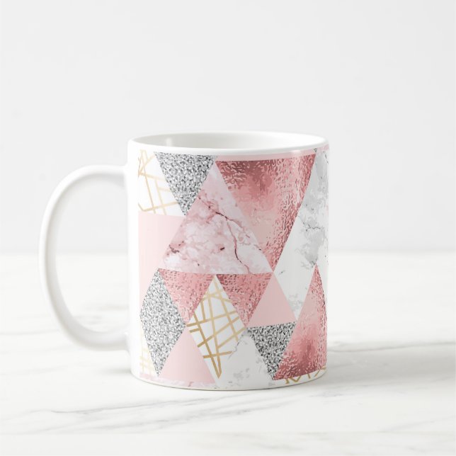 Caneca De Café Triângulos de prata de ouro geométricos, padrão de (Esquerda)