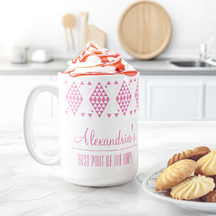 Caneca De Café Triângulos Geométricos Rosa Personalizados