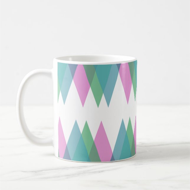 Caneca De Café Triângulos rosas e verdes (Esquerda)