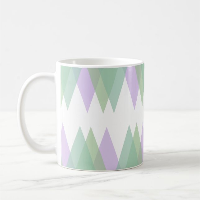 Caneca De Café Triângulos verdes e liláticos (Esquerda)