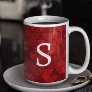 Caneca De Café Triângulos Vermelhos Modernos Monograma Geométrico