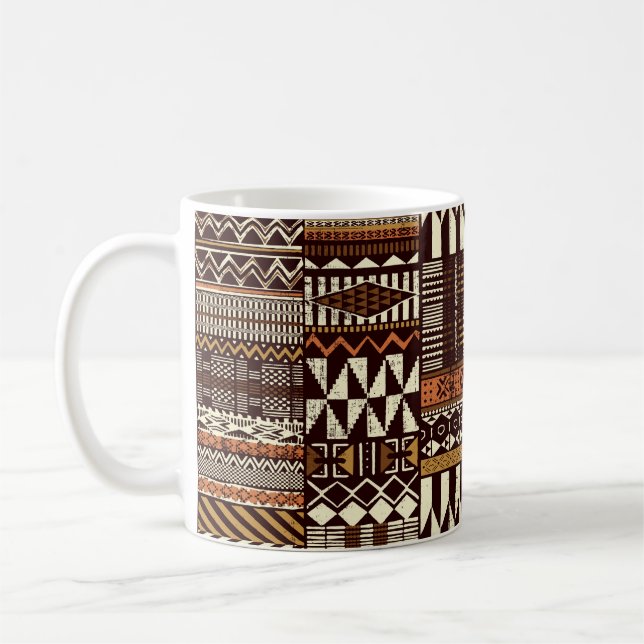 Caneca De Café Tribal African style fabric patchwork abstract vin (Esquerda)