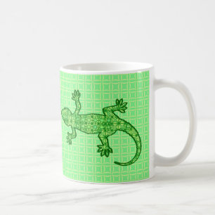 Caneca De Café Tribal batik Gecko - limão e esmeralda verde